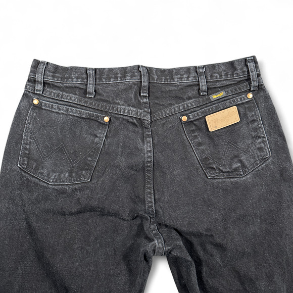 Wrangler Jeans Mens 36x35 Black Straight Leg Workwear Cowboy Cut Cotton Denim - Picture 5 of 9